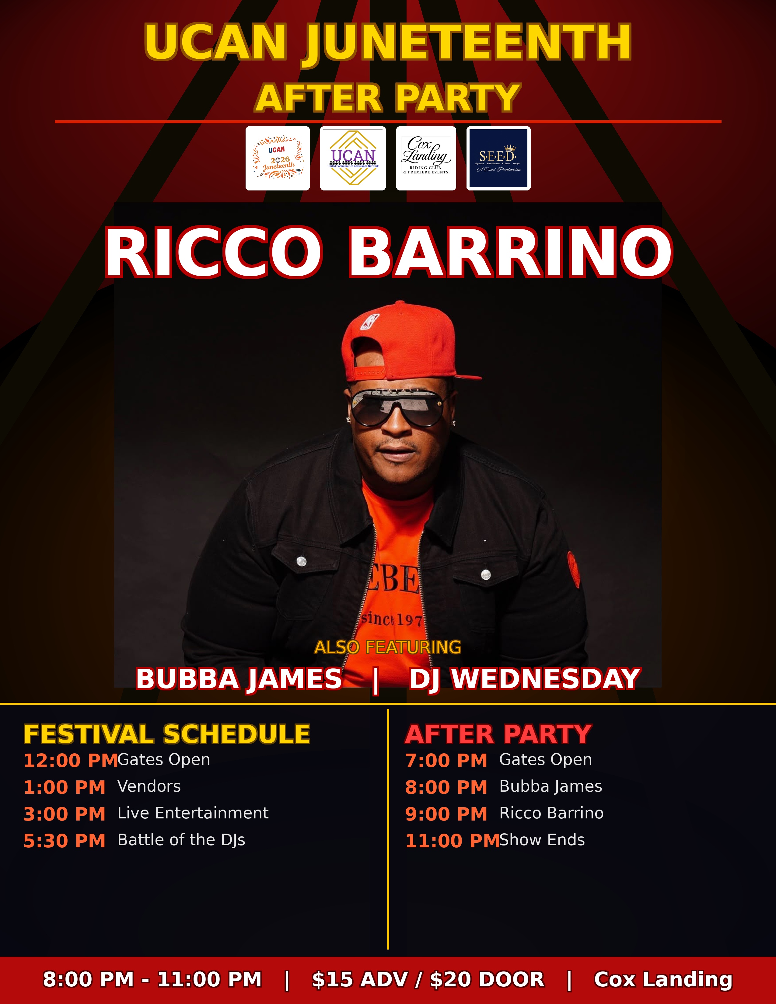 UCAN Juneteenth After Party flyer featuring Ricco Barrino